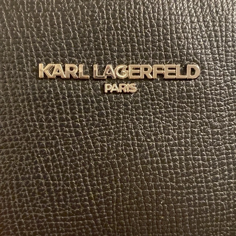 Karl Lagerfeld Paris Maybelle Black Domed Medium Backpack Character Patch NWT